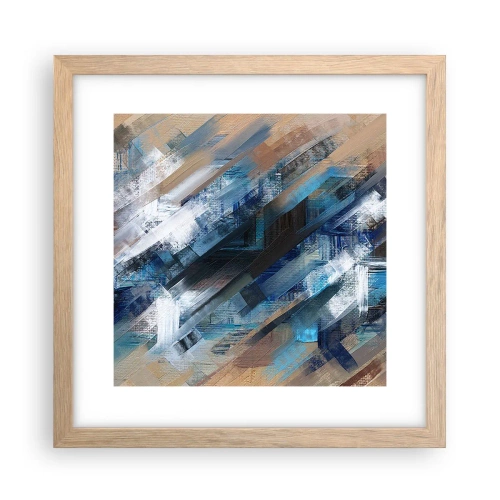 Pôster com moldura de carvalho claro - Numa diagonal azul - 30x30 cm