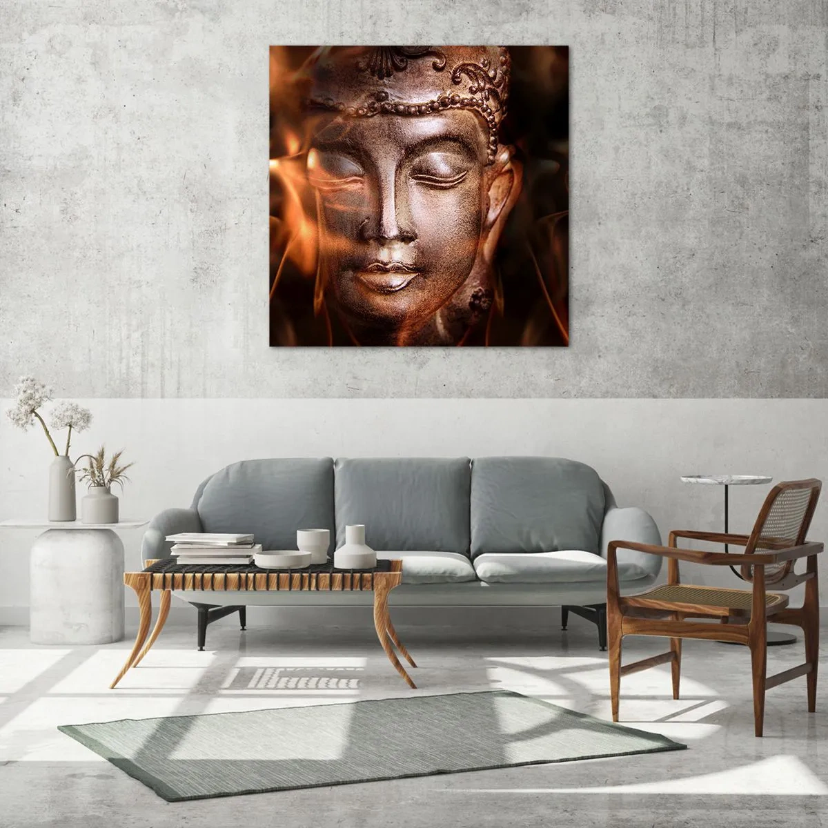 Quadro em vidro - Só existe o aqui e agora - 70x70 cm