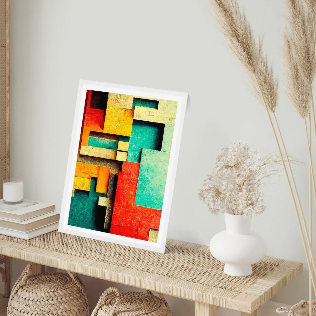 Pôster em moldura branca - Festival de ângulos vivos - 30x40 cm