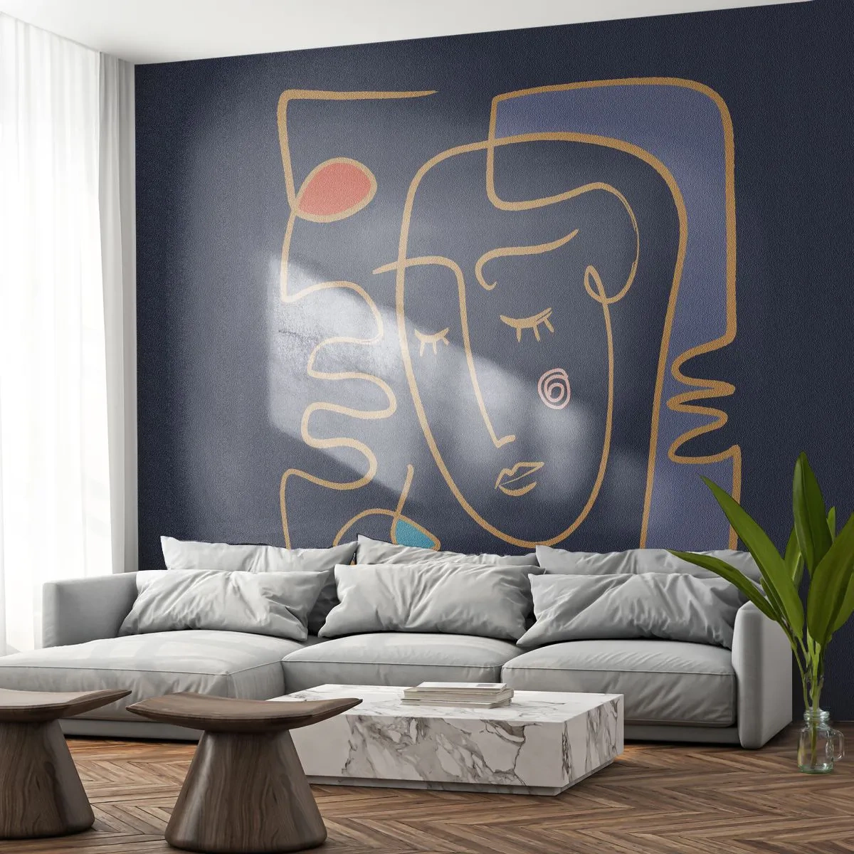 Papel de Parede Premium Sand - Nos pensamentos - Retrato, Face, Pedaço - 400x280 cm