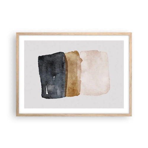 Pôster com moldura de carvalho claro - Composição das cores da terra - 70x50 cm