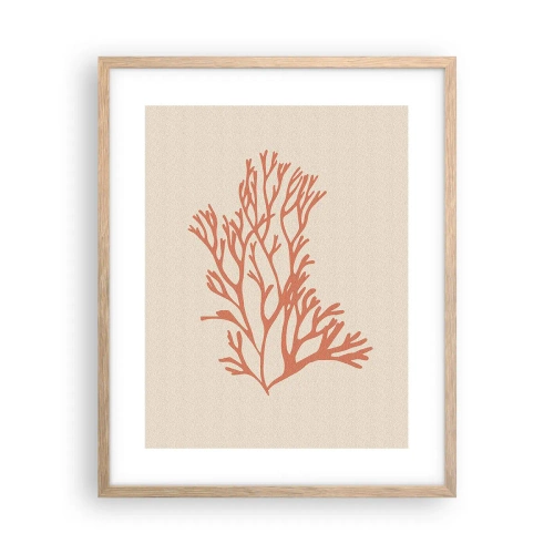 Pôster com moldura de carvalho claro - Filigrana coral - 40x50 cm