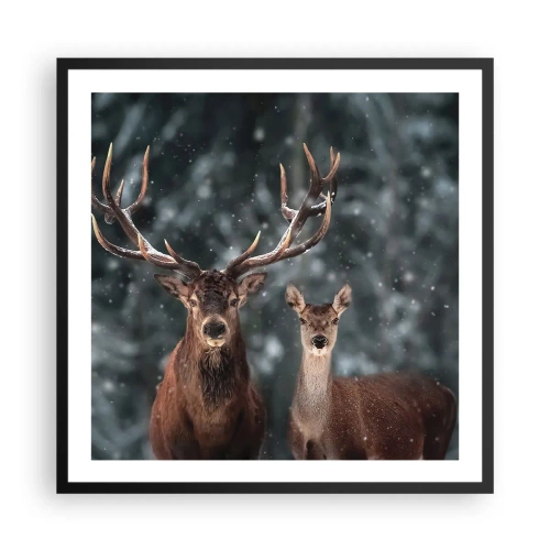 Pôster com moldura preta - O senhor da floresta com sua esposa - 60x60 cm