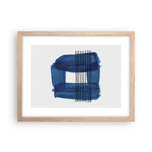 Pôster com moldura de carvalho claro - Composição azul-negra - 40x30 cm