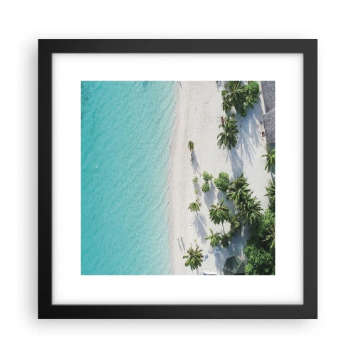 Pôster com moldura preta - Férias no paraíso - 30x30 cm