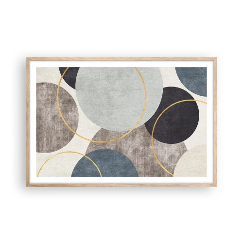 Pôster com moldura de carvalho claro - Roda por roda - 91x61 cm