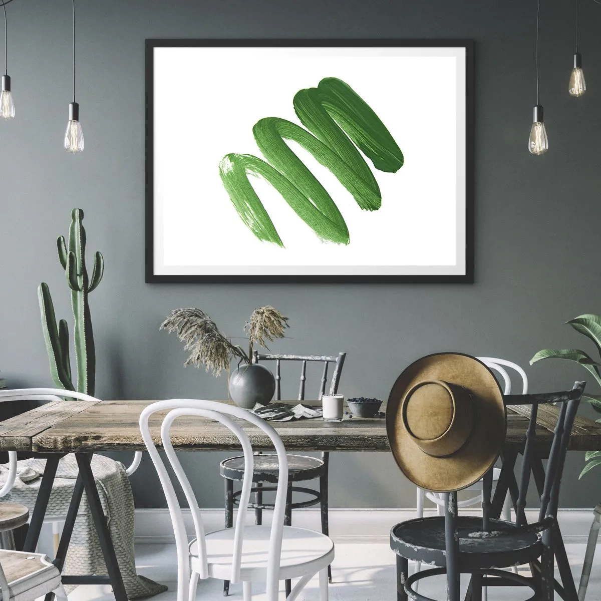 Pôster com moldura preta - Piada verde - 70x50 cm