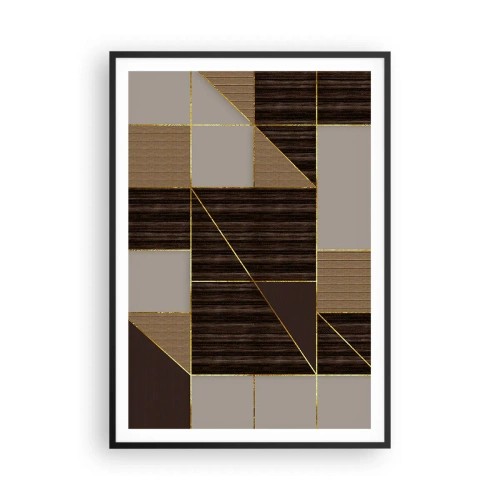 Pôster com moldura preta - Mosaico de bronzes e ouro - 70x100 cm