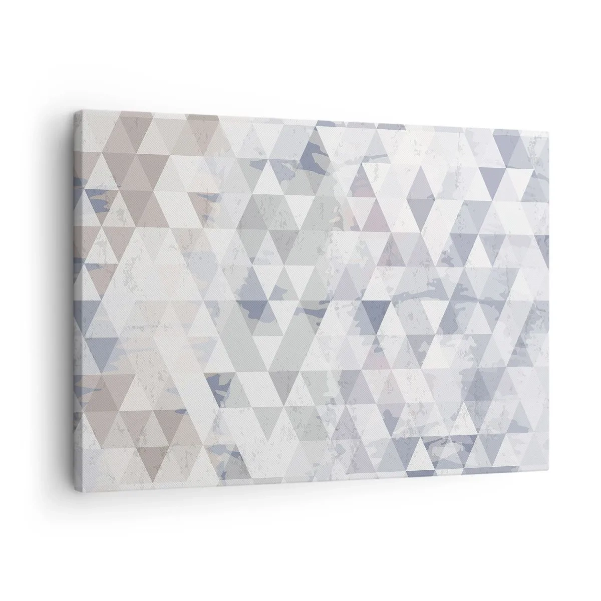Quadro em tela - Padrão geométrico de triângulos em tons pastel - 70x50cm - Em ritmo para três - Decoração de parede moderna para a sala de estar e quarto ARTTOR