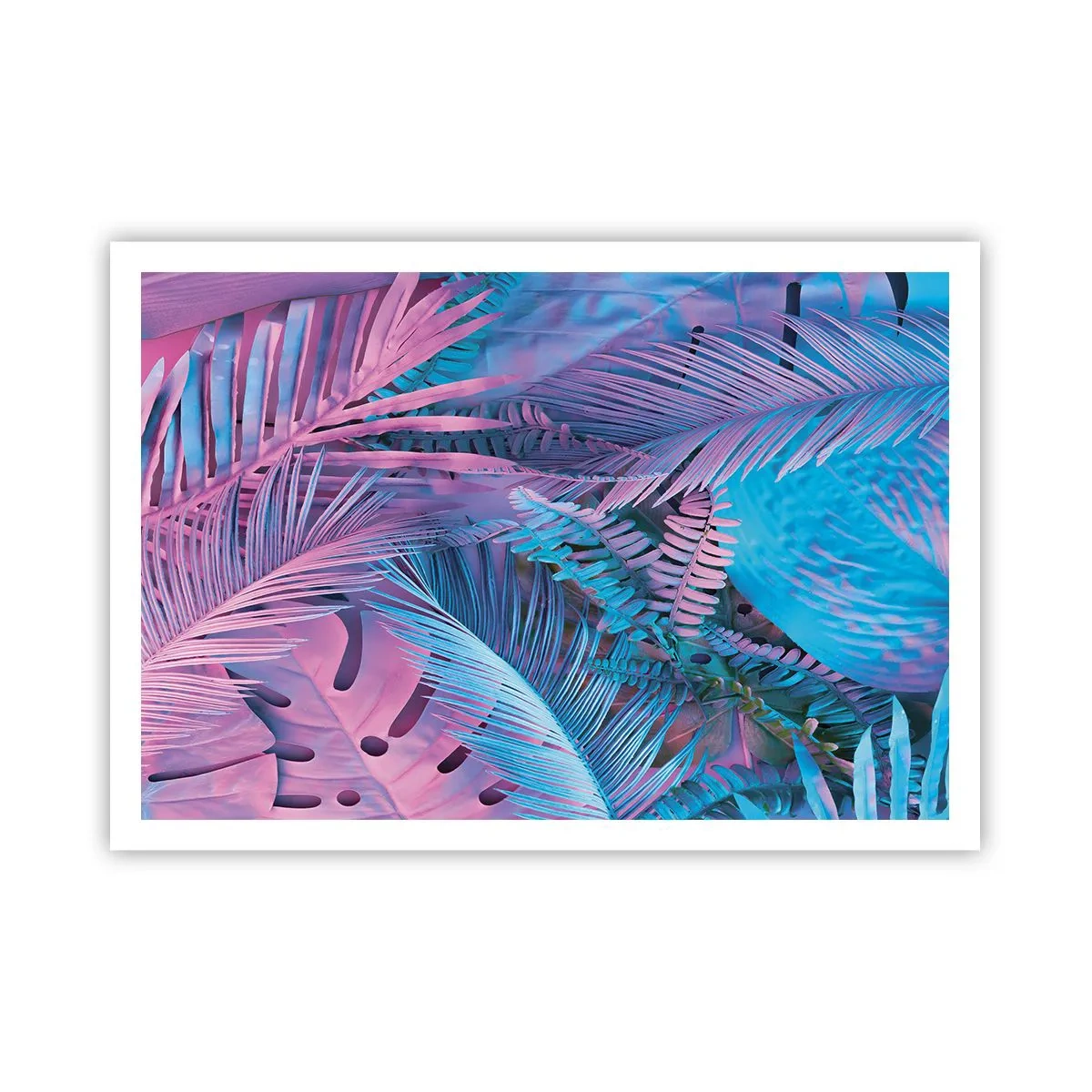 Pôster - Trópicos em rosa e azul - 100x70 cm