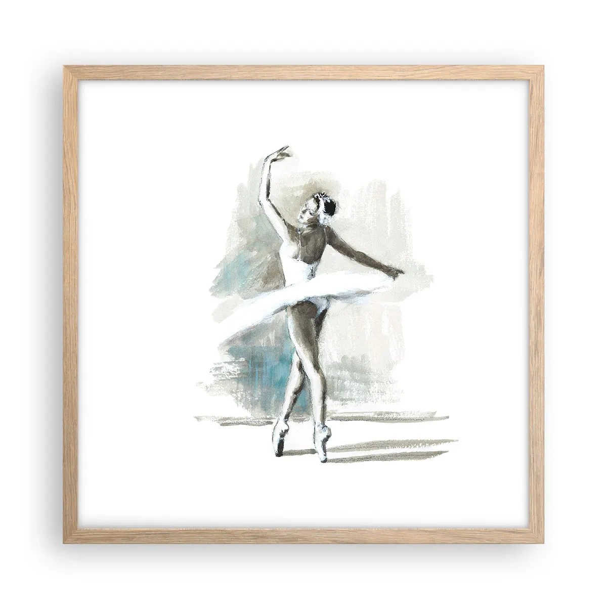 Pôster com moldura de carvalho claro - Encantada num cisne - 50x50 cm