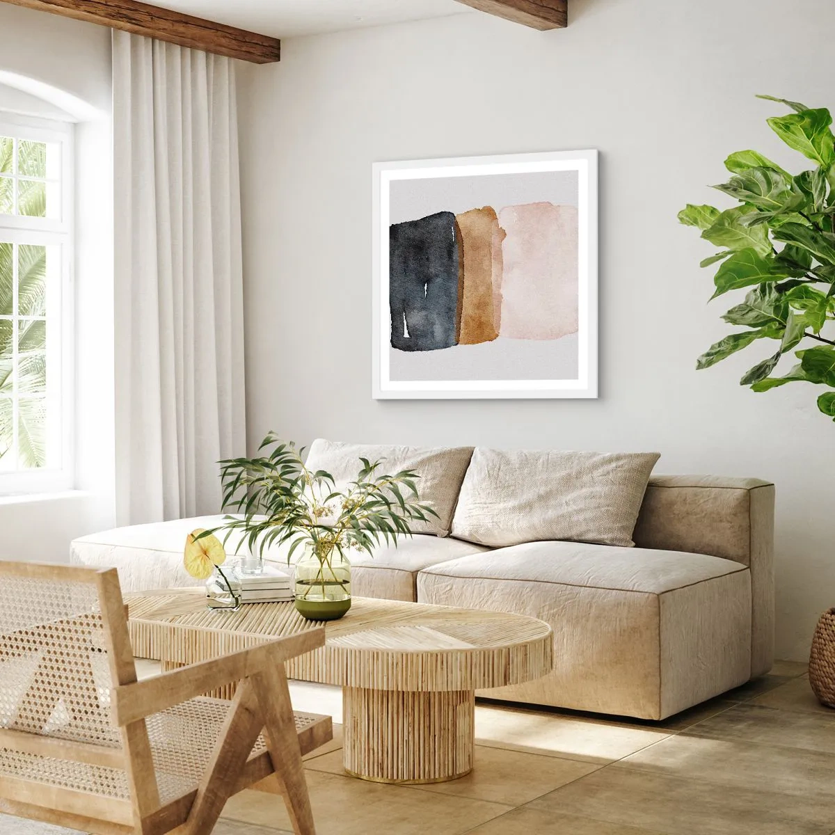 Pôster em moldura branca - Composição das cores da terra - 30x30 cm