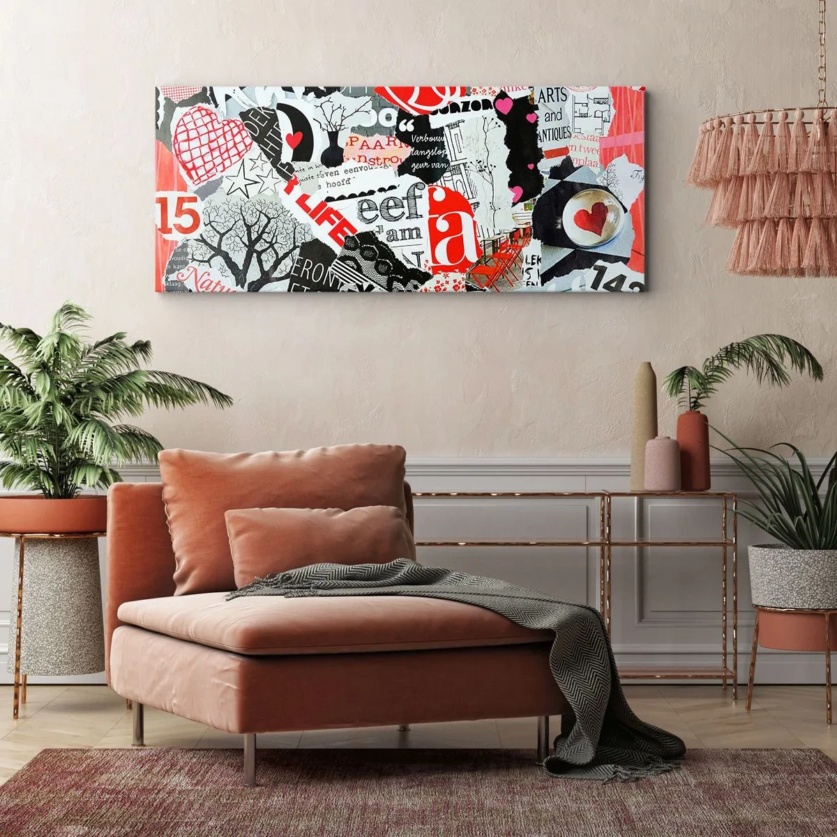 Quadro em tela - Colagem hipster - 140x50 cm
