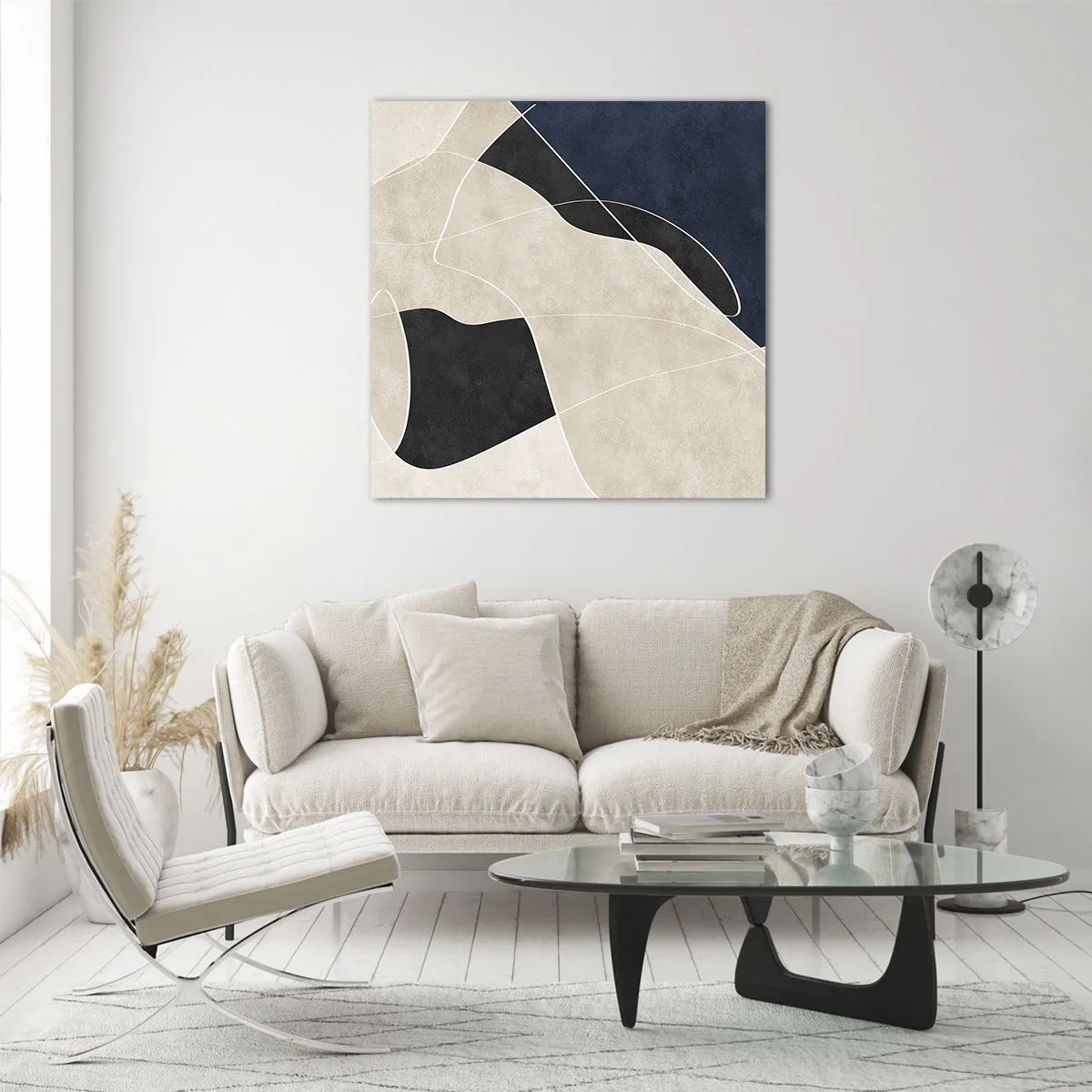 Quadro em vidro - Composição abstrata – contraste de cores - 30x30 cm