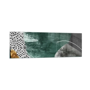 Quadro em vidro - Abstração colorida com folha de ouro - 160x50 cm