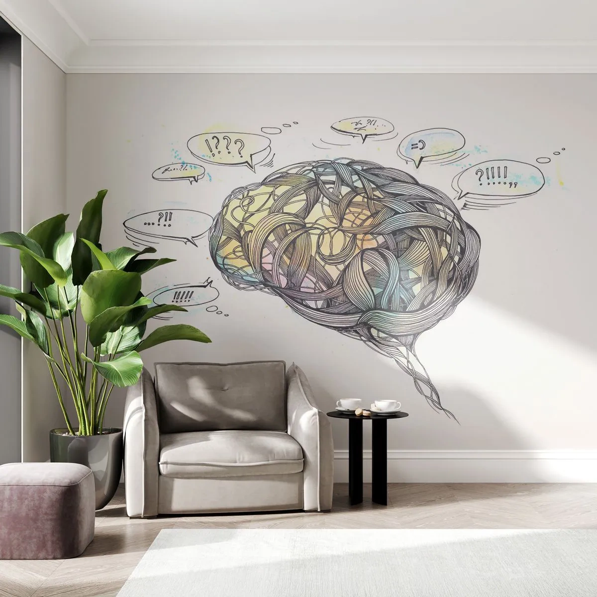 Papel de Parede Premium Sand - O ser humano - um grande enigma - Abstração, Cérebro, Gráficos - 150x105 cm