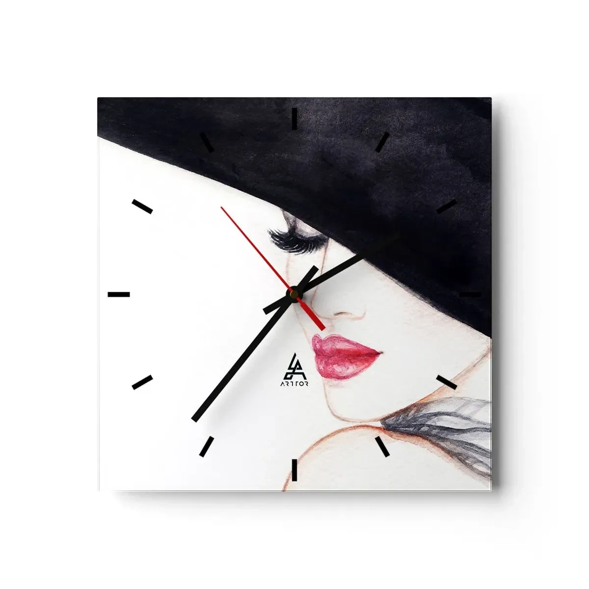 Relógio de parede - Relógio em vidro - Elegância e sensualidade - 30x30 cm