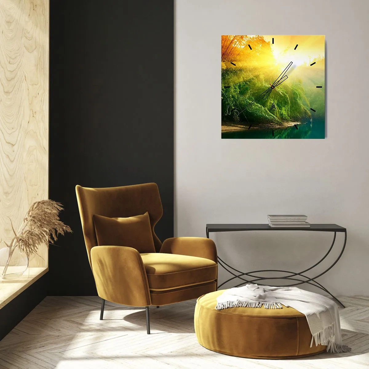 Relógio de parede - Relógio em vidro - Afogar-se ao sol e à sombra - 40x40 cm
