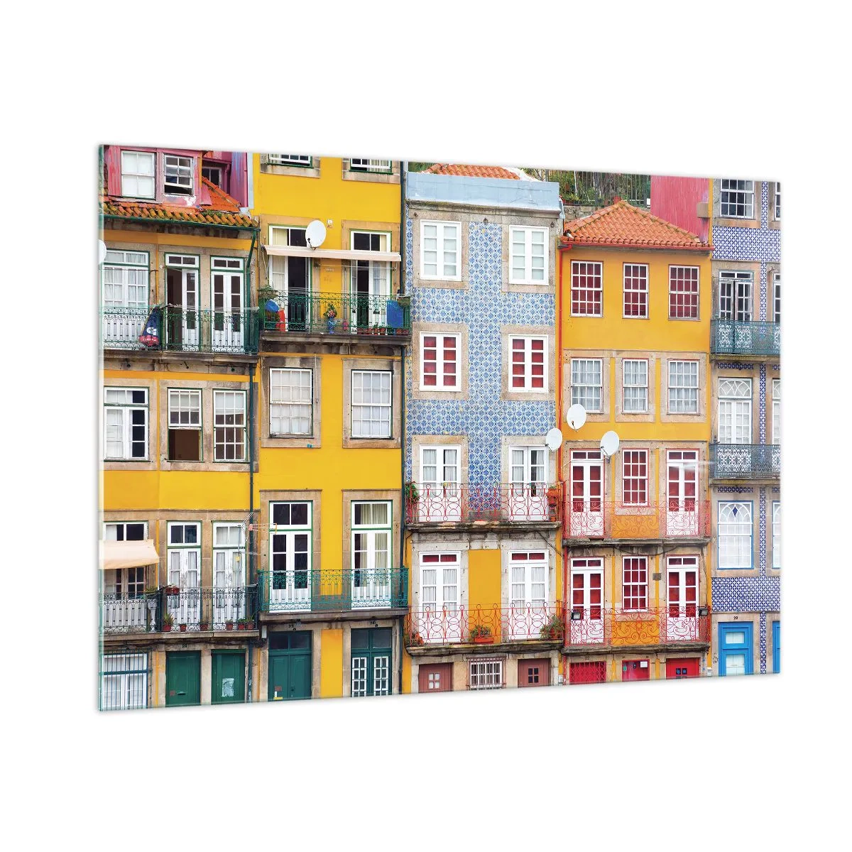 Quadro em vidro - Cores da cidade velha - 100x70 cm