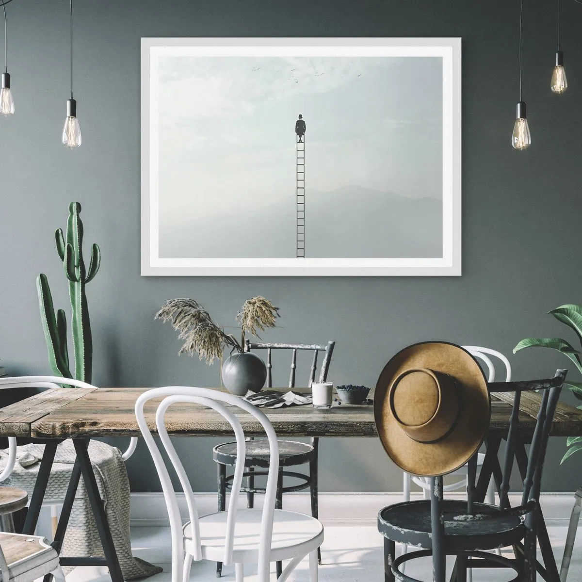 Pôster em moldura branca - Vá além - 70x50 cm