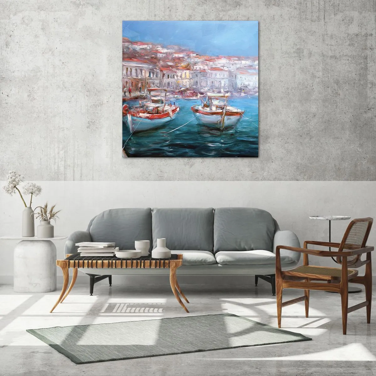 Quadro em vidro - Baía italiana - 70x70 cm