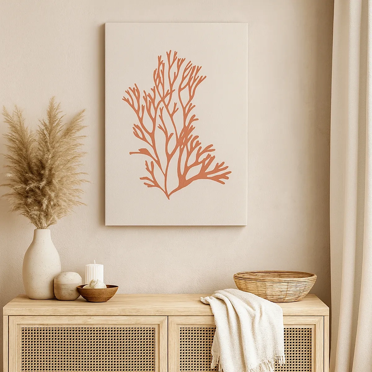 Quadro em tela - Filigrana coral - 50x70 cm