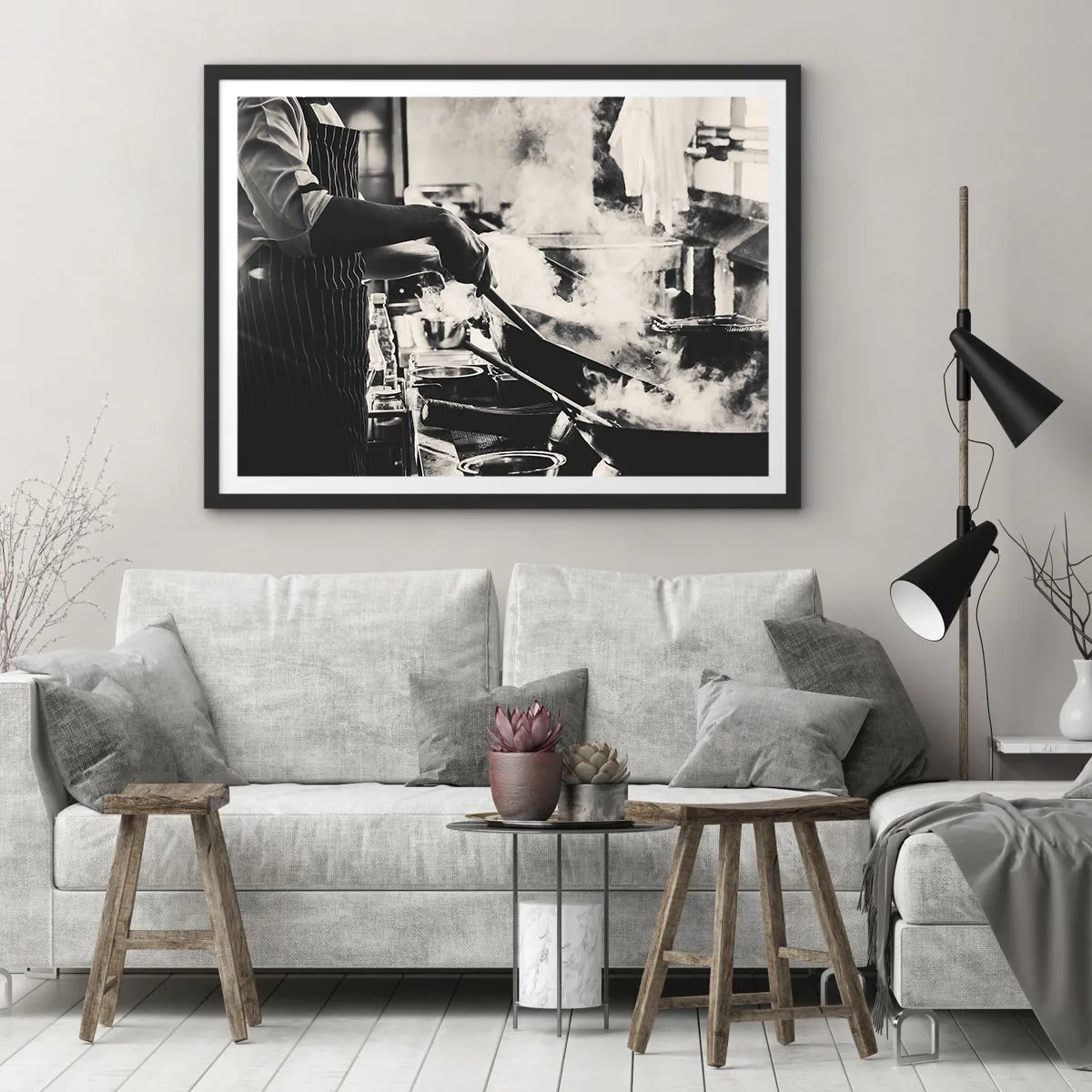 Pôster com moldura preta - Alquimia de sabores - 100x70 cm