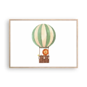 Pôster com moldura de carvalho claro - As viagens de Leon - 100x70 cm