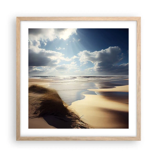 Pôster com moldura de carvalho claro - Praia, praia selvagem - 50x50 cm