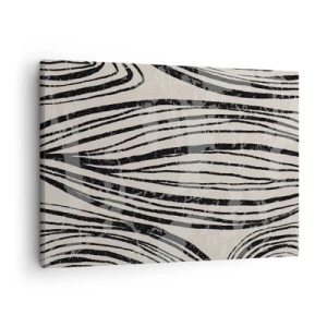 Quadro em tela - Ondas abstratas em tons de preto e branco - 70x50cm - Piscina em linha - Decoração de parede moderna para a sala de estar e quarto ARTTOR