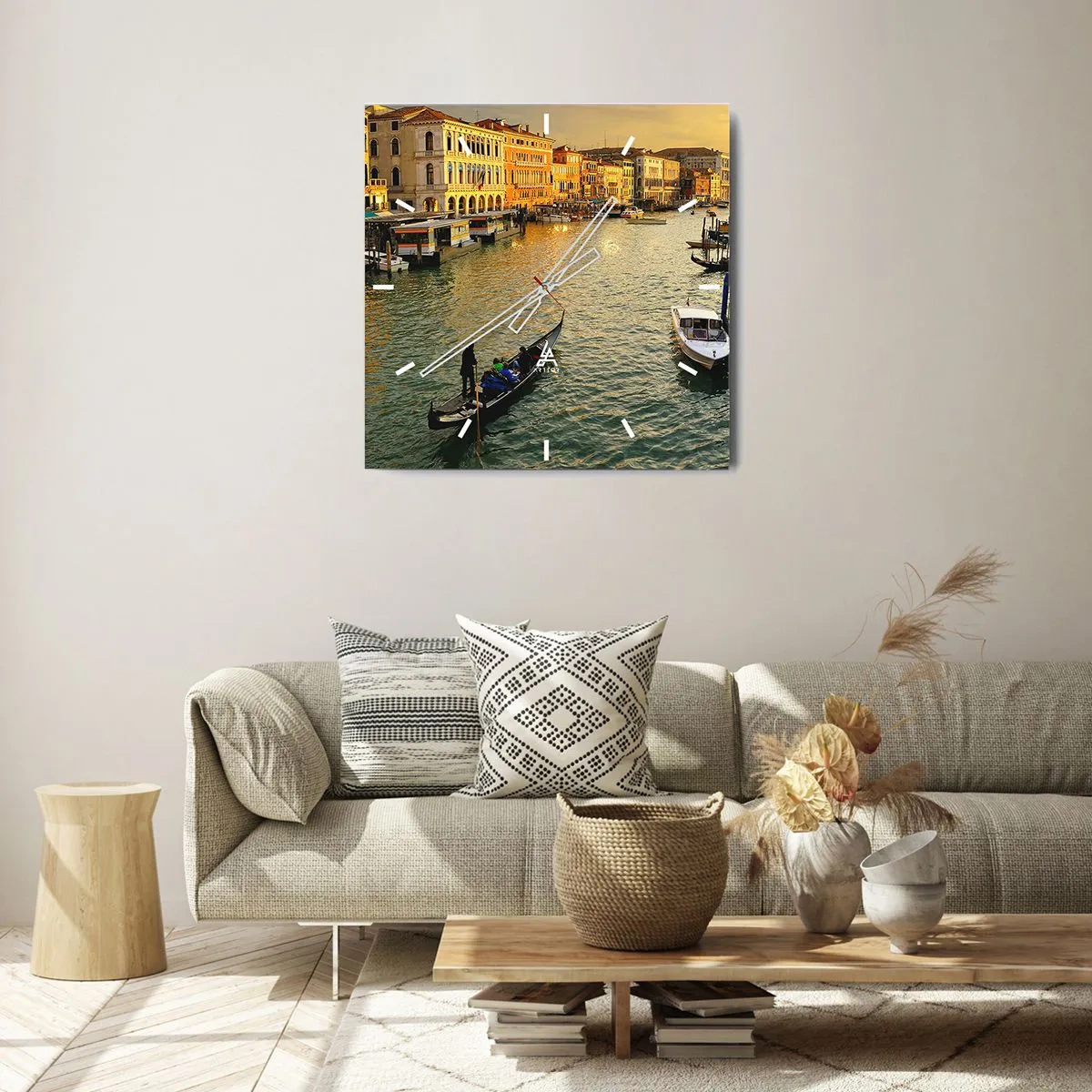 Relógio de parede - Relógio em vidro - No lado ensolarado da rua - 30x30 cm