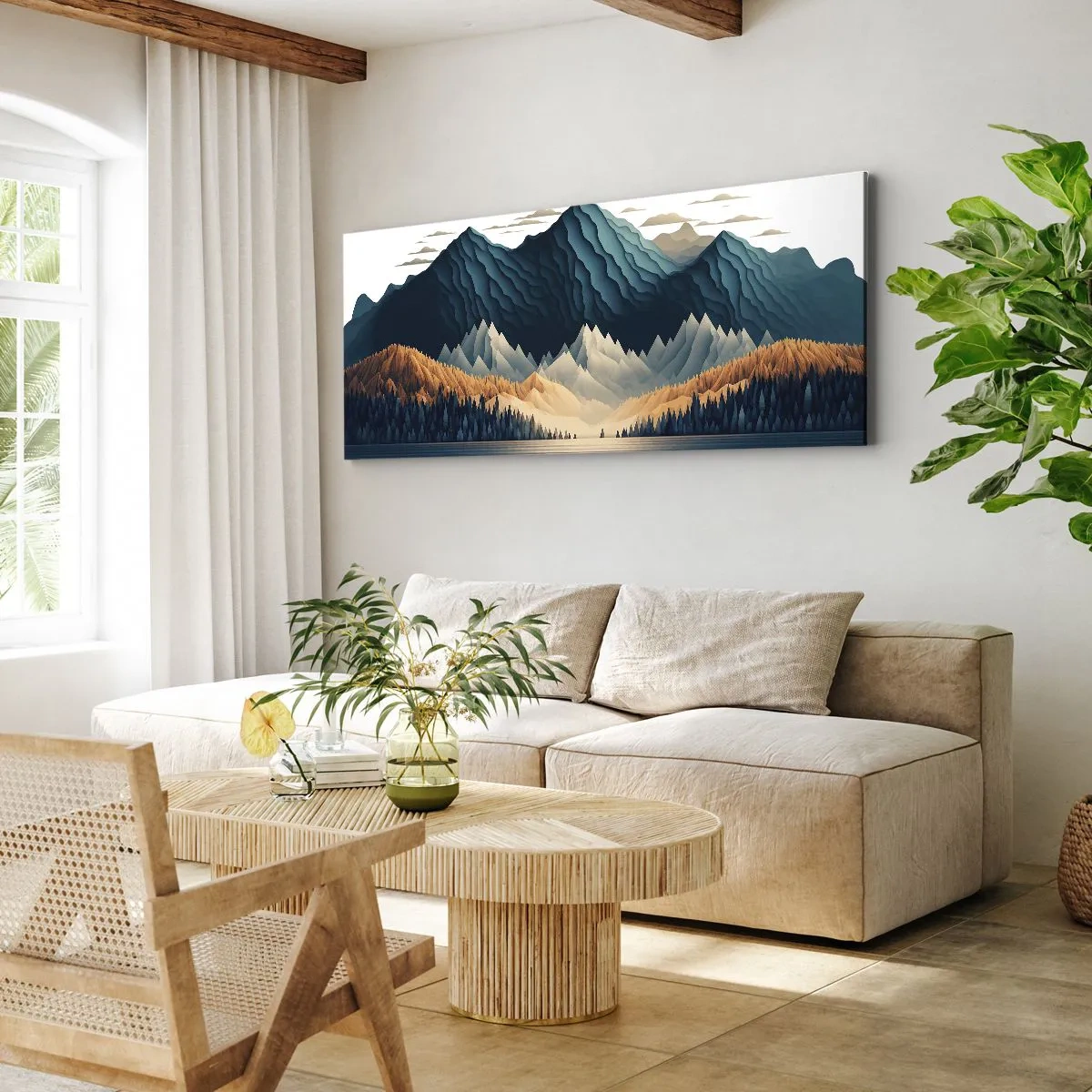 Quadro em tela - Paisagem montanhosa perfeita - 160x50 cm