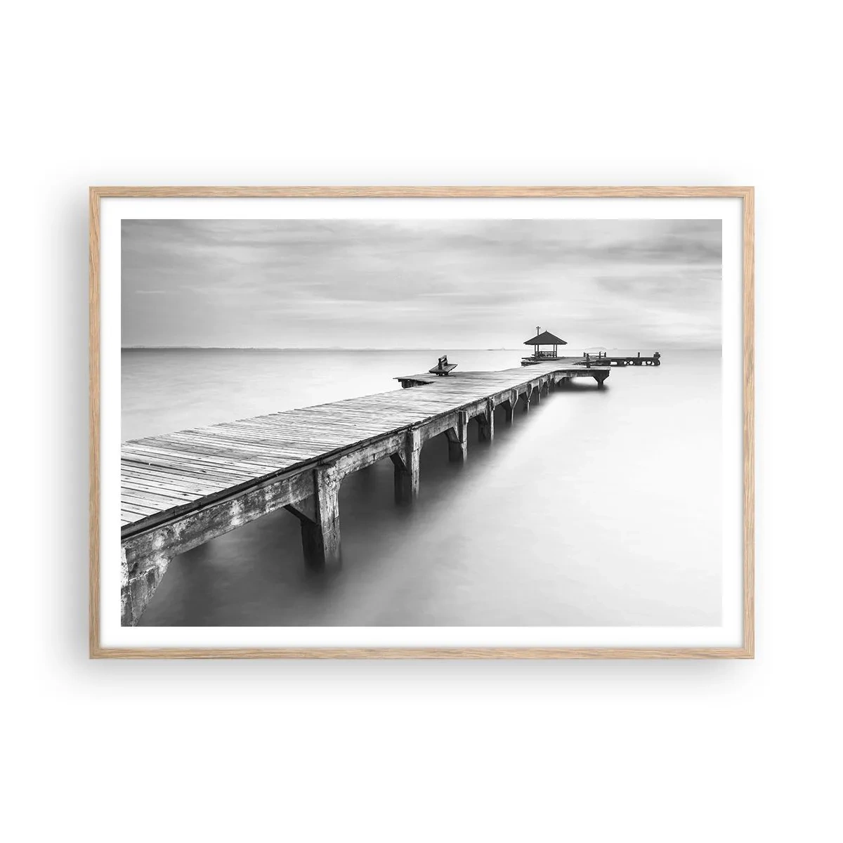Pôster com moldura de carvalho claro - Para longe - 100x70 cm