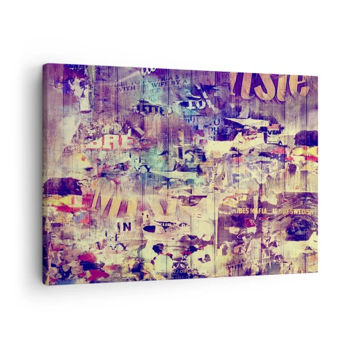 Quadro em tela - Colagem abstrata colorida com texto e gráficos - 70x50cm - E isso é tudo o que resta - Decoração de parede moderna para a sala de estar e quarto ARTTOR
