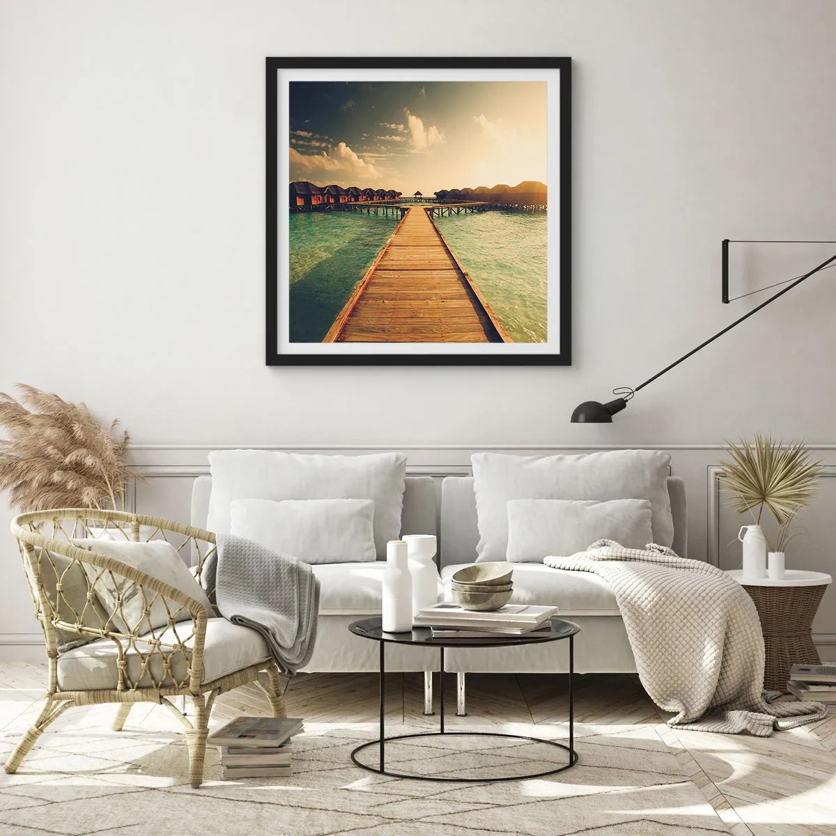 Pôster com moldura preta - Um convite caloroso - 60x60 cm