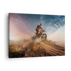 Quadro em tela - Motociclista nas dunas ao pôr do sol - 70x50cm - Pela vitória - Decoração de parede moderna para a sala de estar e quarto ARTTOR