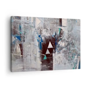 Quadro em tela - Composição abstrata com triângulos e padrões geométricos - 70x50cm - A ordem superior dos triângulos - Decoração de parede moderna para a sala de estar e quarto ARTTOR