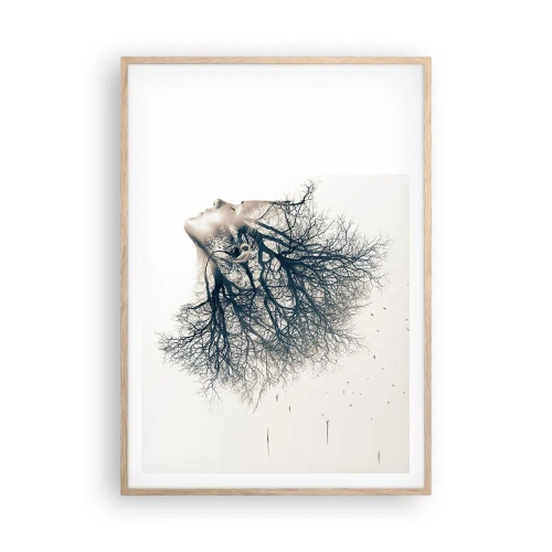 Pôster com moldura de carvalho claro - Ouvir o sussurro da árvore - 70x100 cm