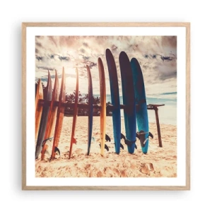 Pôster com moldura de carvalho claro - Boa noite, até amanhã - 60x60 cm