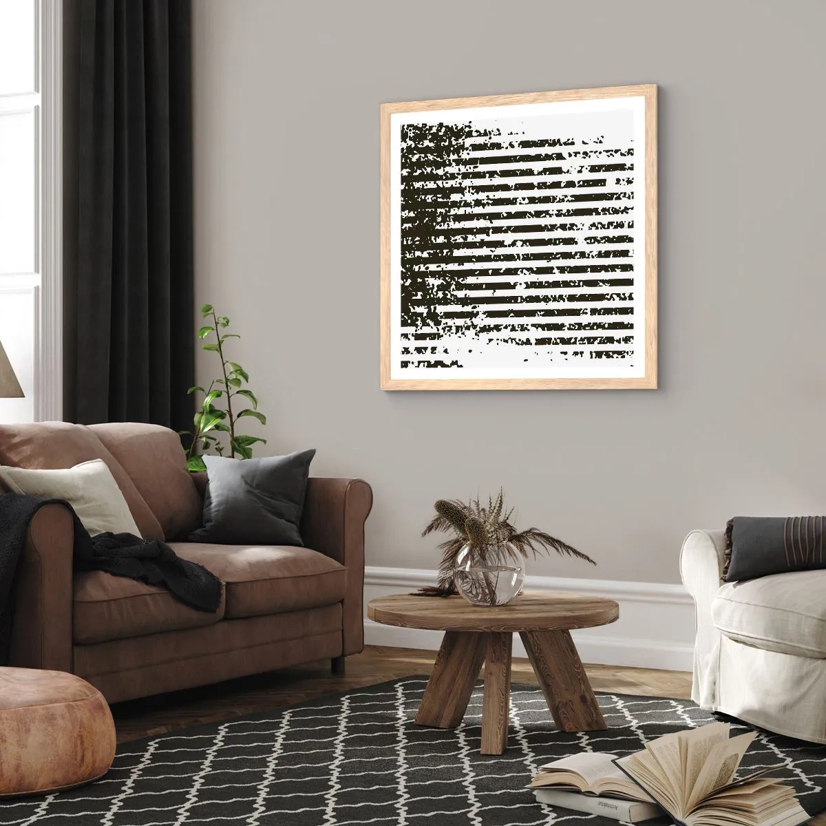 Pôster com moldura de carvalho claro - Ritmo e ruído - 40x40 cm