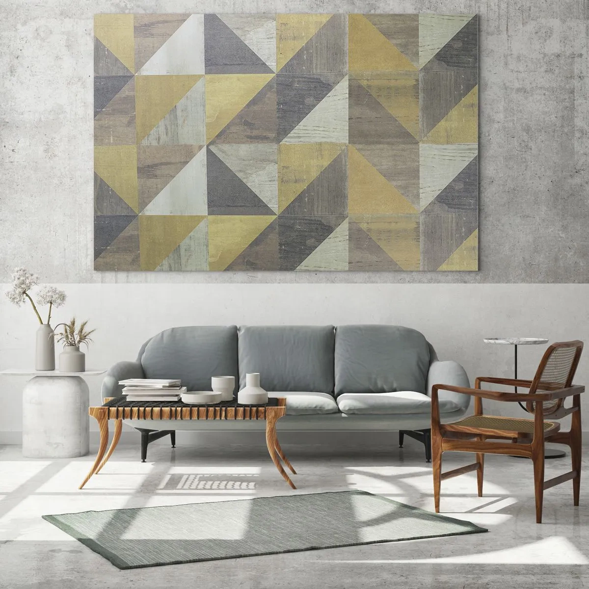 Quadro em vidro - Em ângulo com um triângulo - 120x50 cm