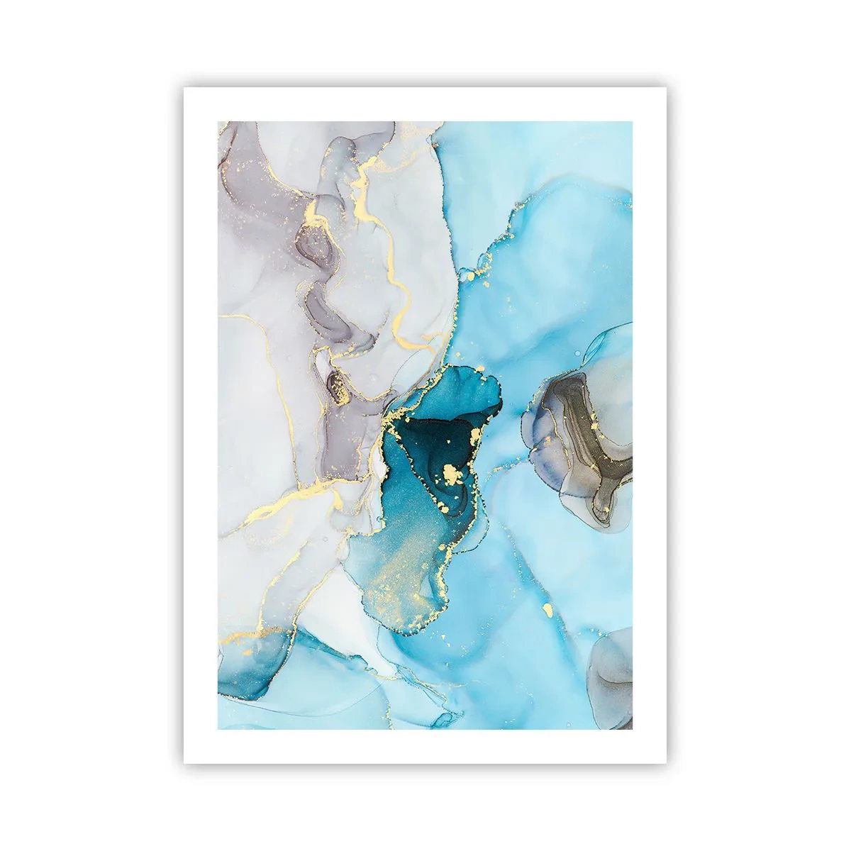 Pôster - Estudo do encontro do cinza e turquesa - 50x70 cm