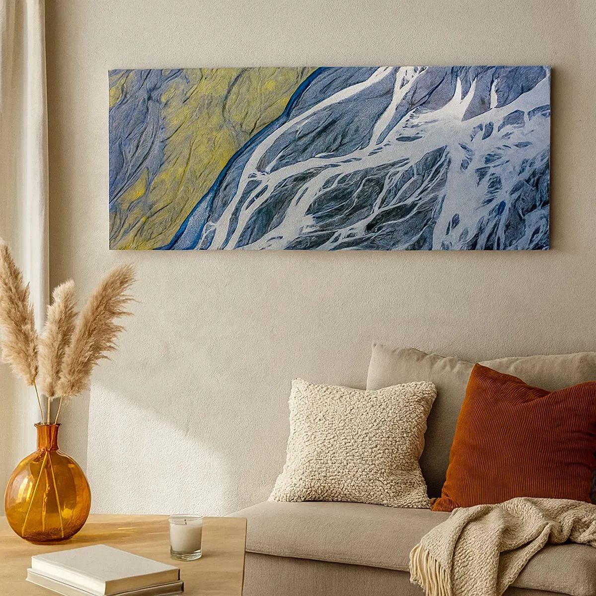 Quadro em tela - Pinturas rupestres da natureza - 100x40 cm
