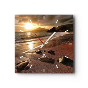 Relógio de parede - Relógio em vidro - Siga o sol em direção às colinas - 40x40 cm