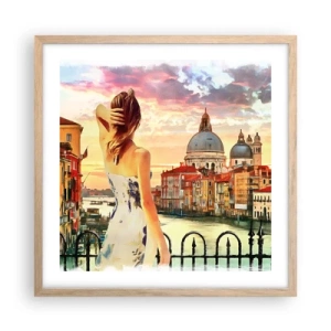 Pôster com moldura de carvalho claro - Aventura de verdade somente em ... - 50x50 cm