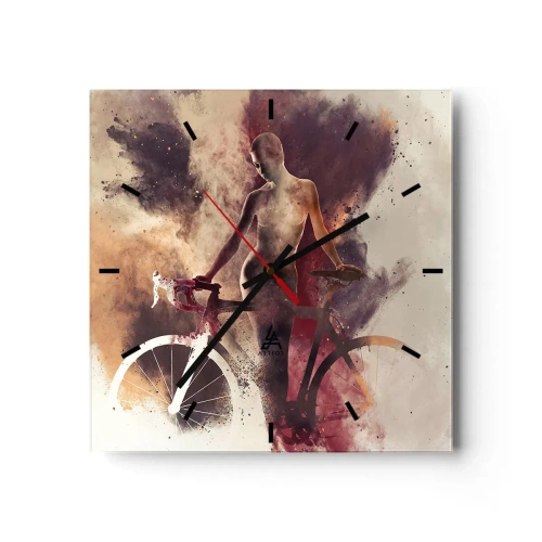 Relógio de parede - Relógio em vidro - Uma alma de bicicleta em formas de mármore - 30x30 cm