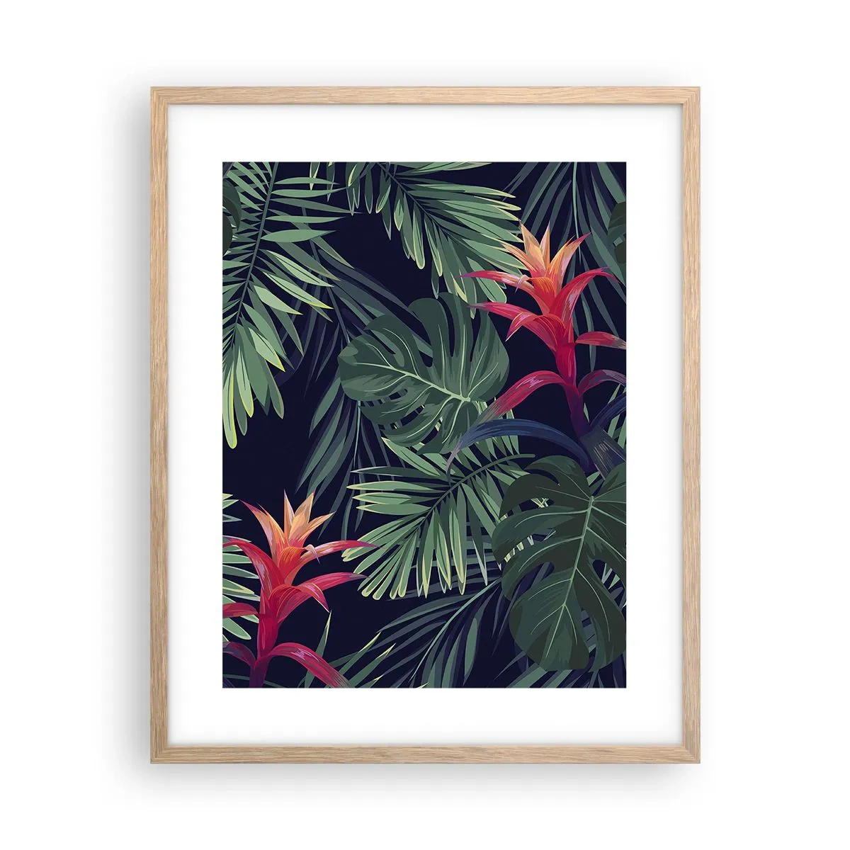 Pôster com moldura de carvalho claro - Queimar em verde - 40x50 cm