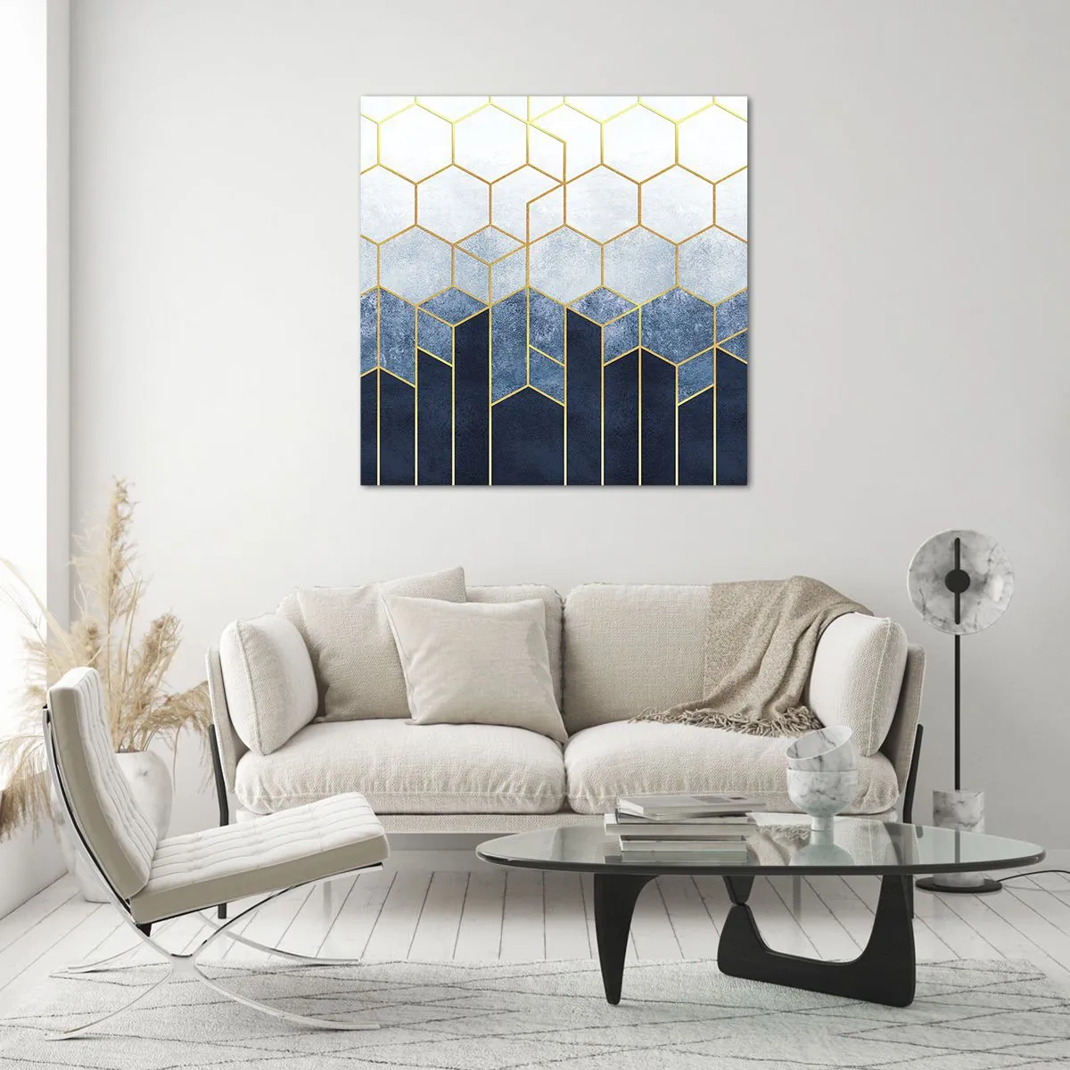 Quadro em vidro - Composição em ritmo sincopado - 40x40 cm