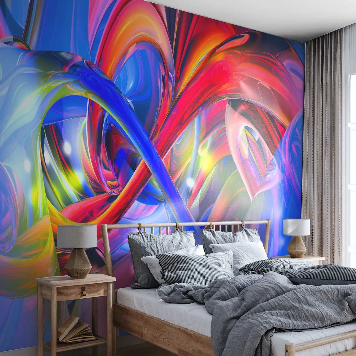 Papel de Parede Premium Sand - Dança das cores - Abstração, 3D, Gráficos - 400x280 cm