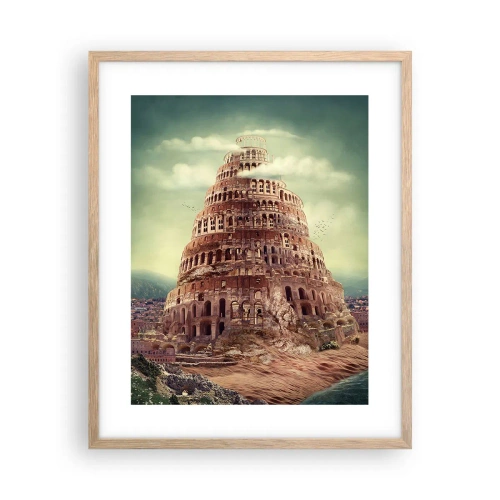 Pôster com moldura de carvalho claro - Torre de babel - 40x50 cm